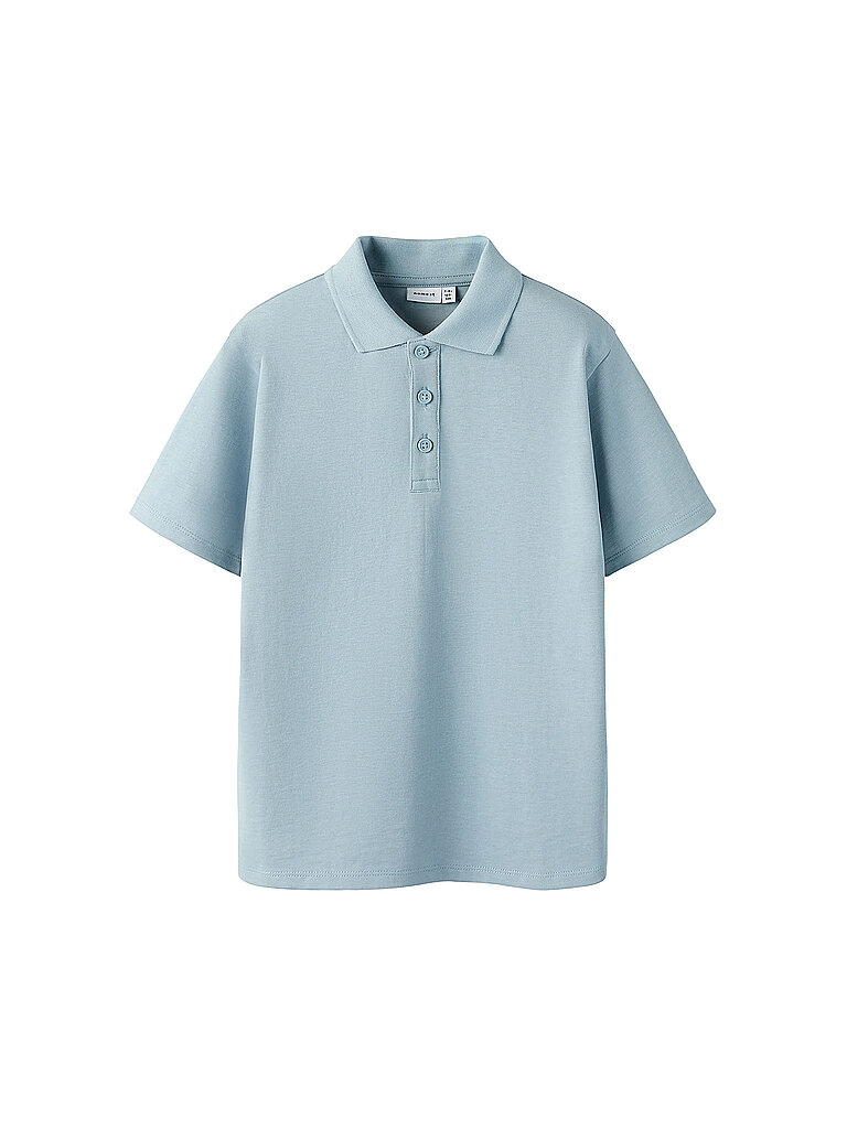 Poloshirt NAME IT "NKMKALLY SS NREG POLO NOOS", Jungen, Gr. 134/140, blau fog, Jersey, Obermaterial: 100% Baumwolle, unifarben, normal, Rundhals, Shirts, Baumwolle, Kurzarm, Polokragen